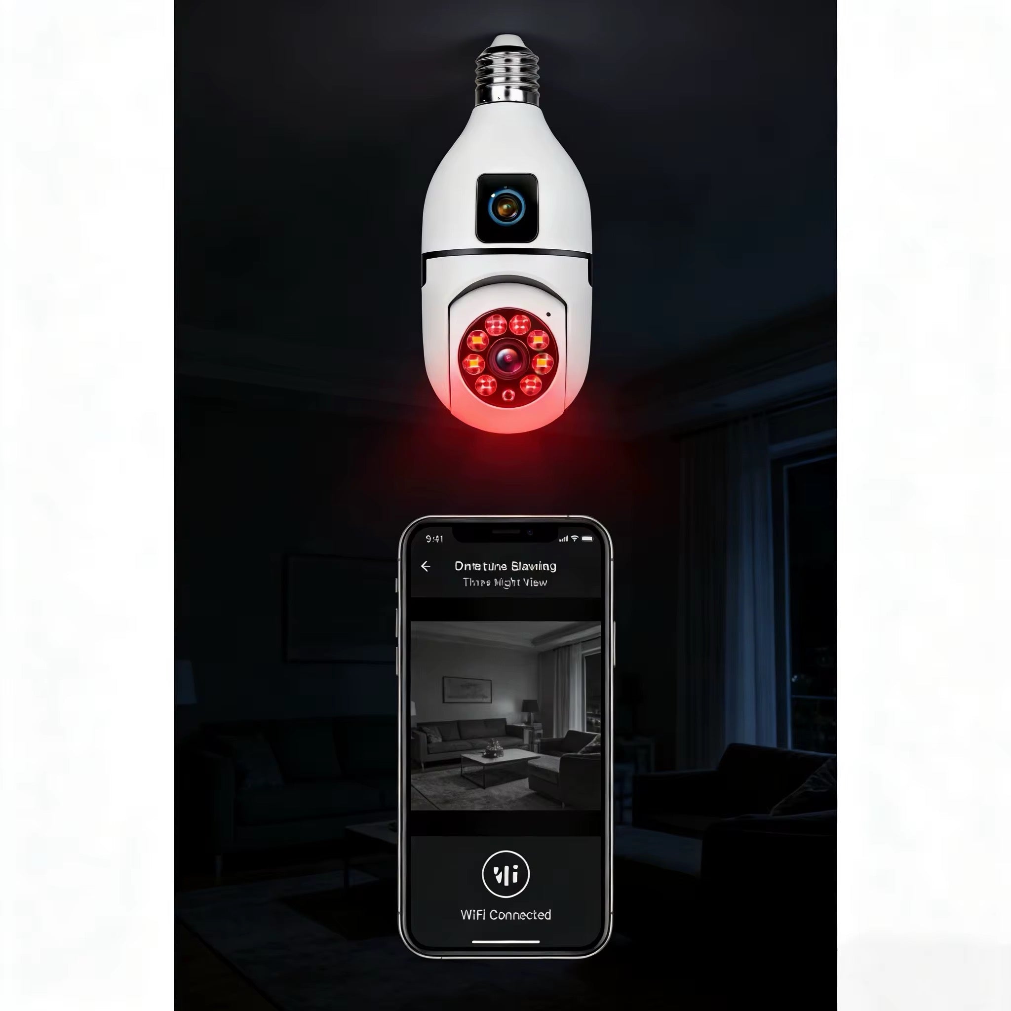 Caméra ampoule à doubles visions rotatives à 360•