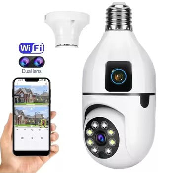 Caméra ampoule à doubles visions rotatives à 360•